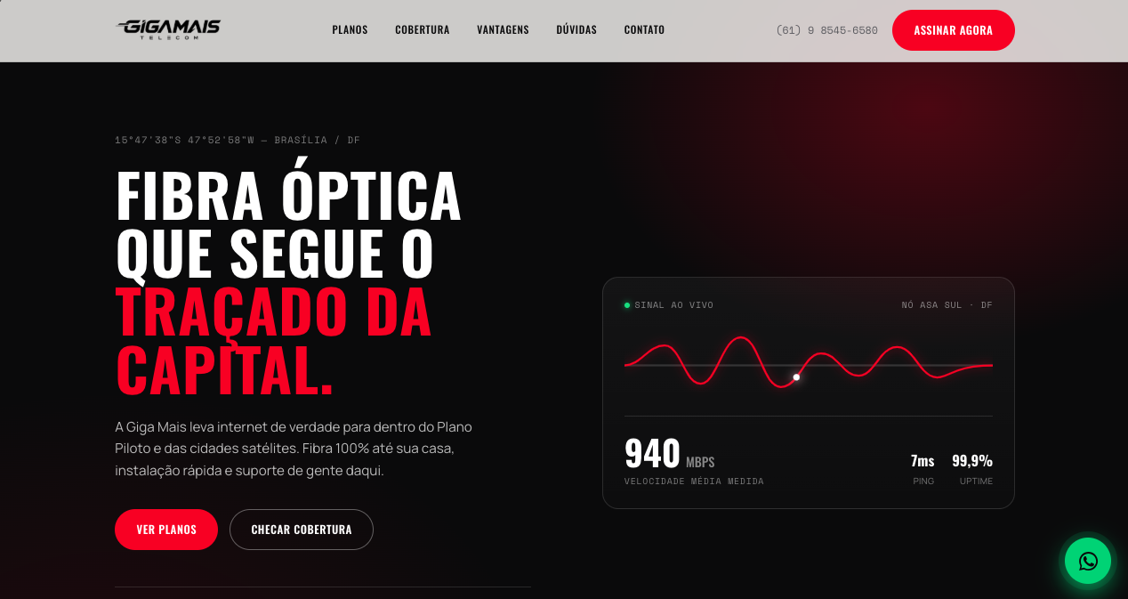 Preview do site Gigamais Telecom